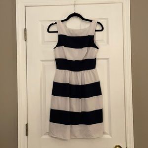 Navy Blue & White Striped Dress